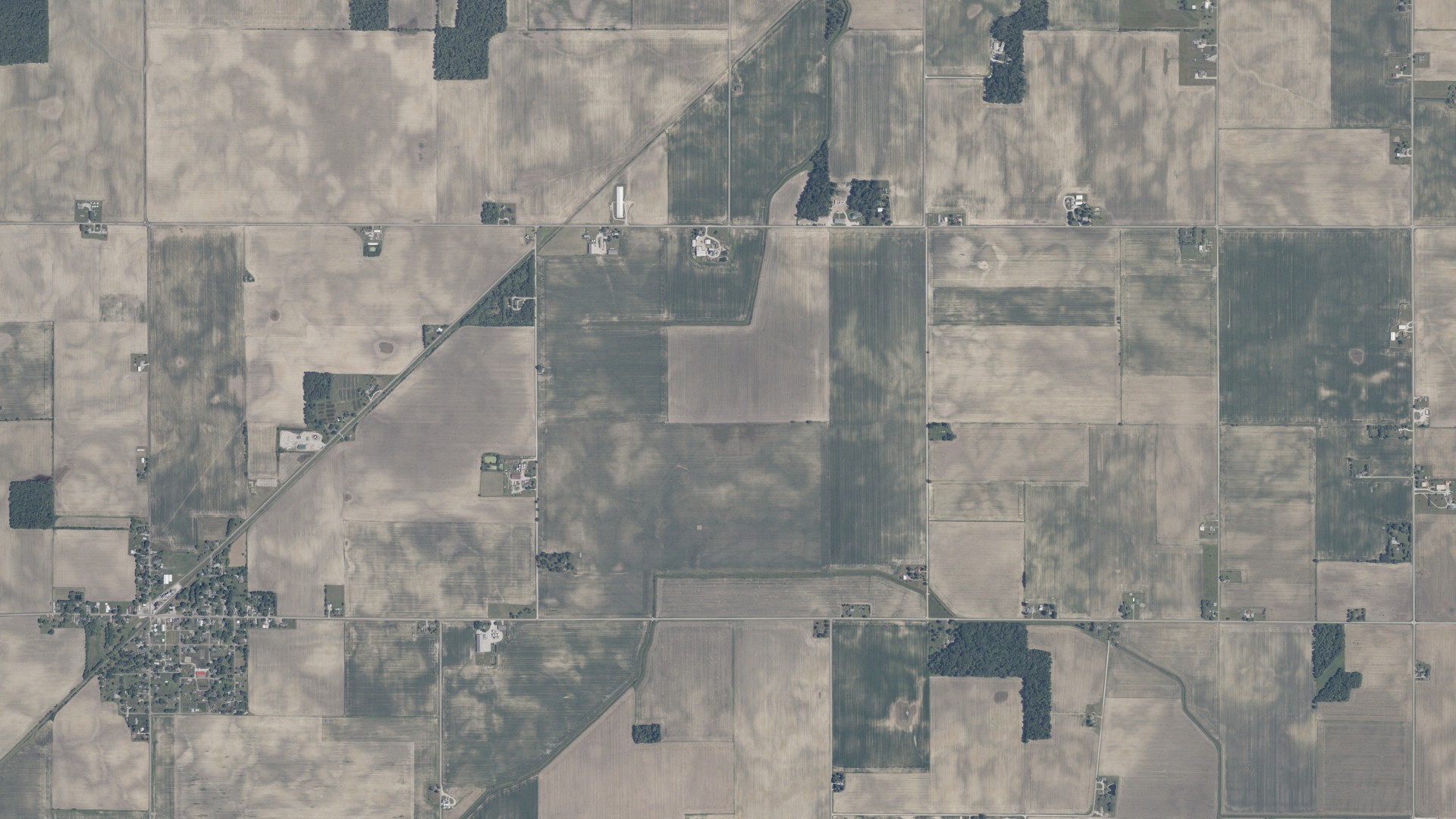 Aerial view of land around Forest, Indiana