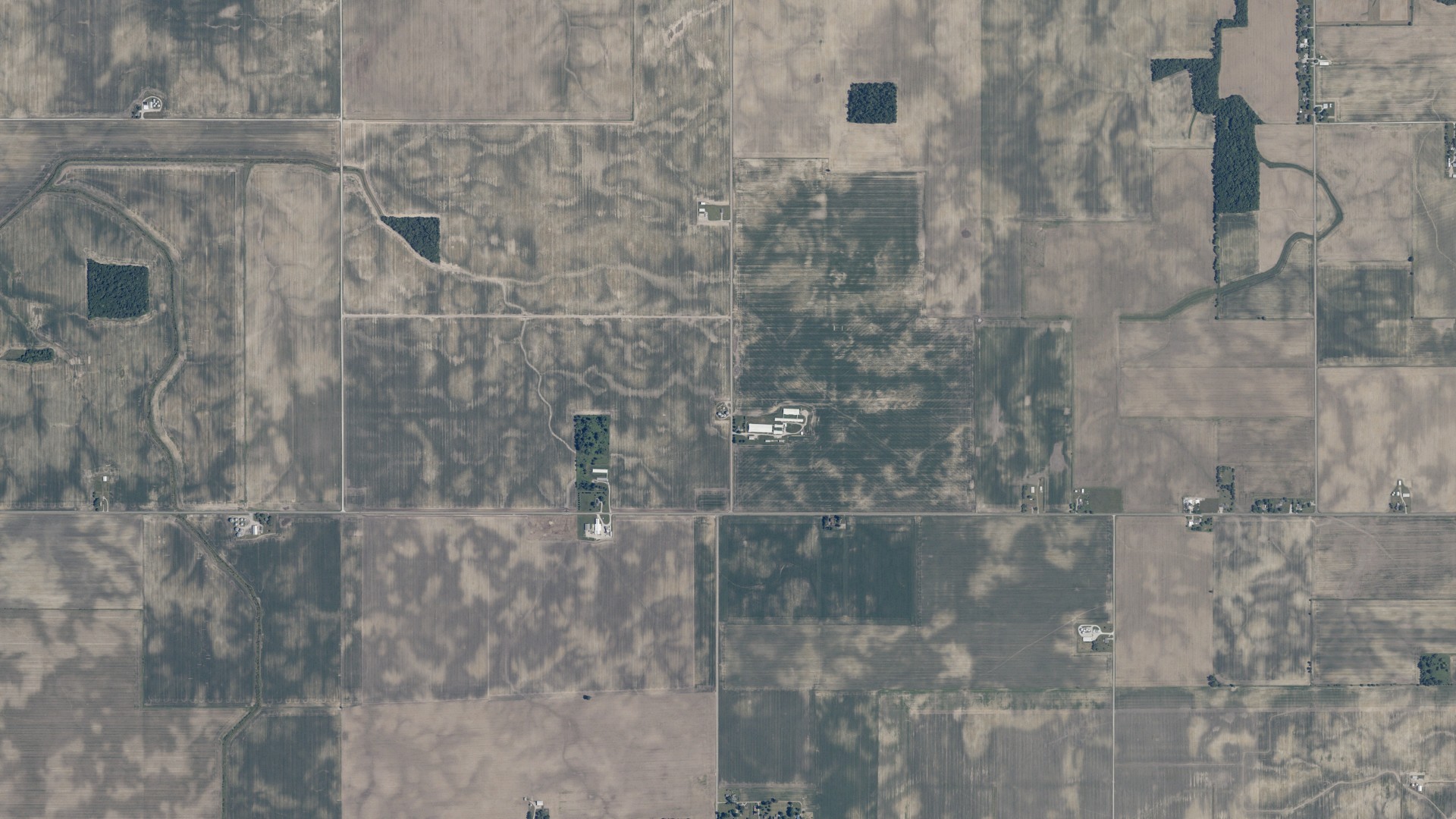 Aerial view of land around Johnson, Indiana