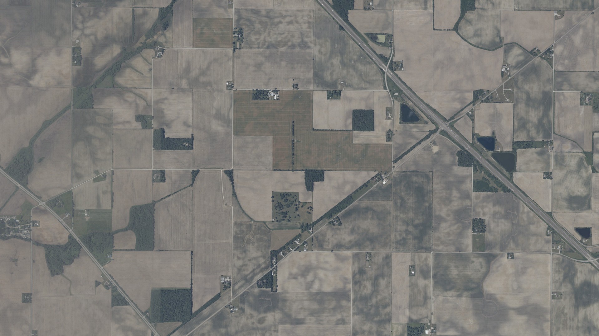 Aerial view of land around Perry, Indiana