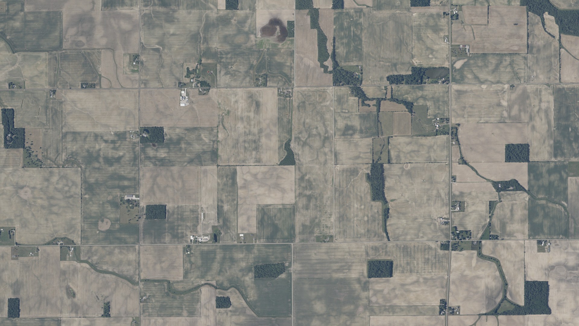 Aerial view of land around Warren, Indiana