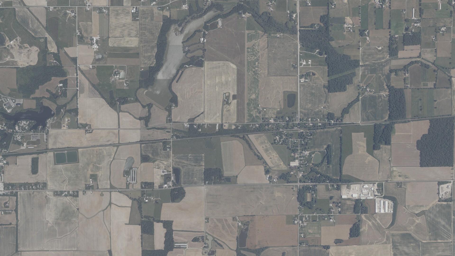 Aerial view of land around Barr, Indiana
