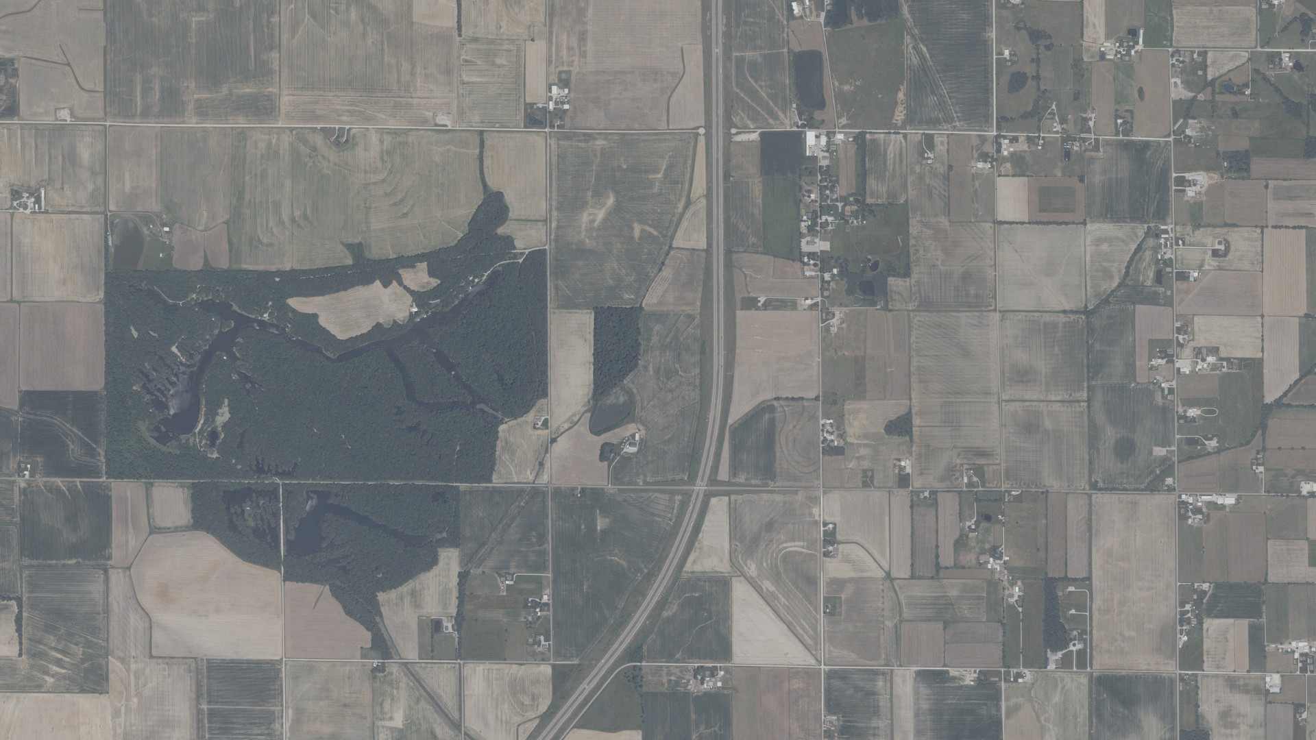 Aerial view of land around Bogard, Indiana