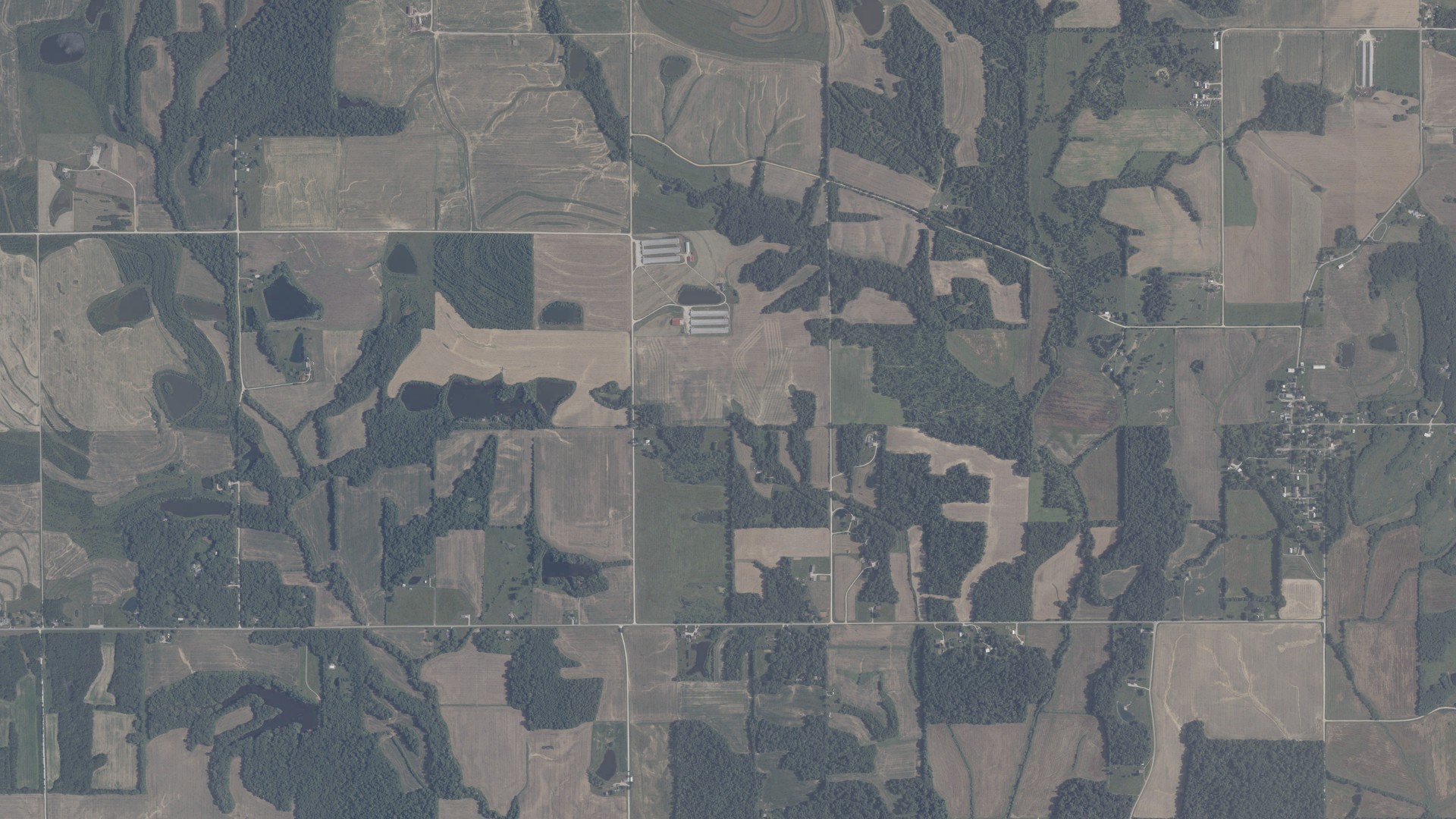 Aerial view of land around Reeve, Indiana