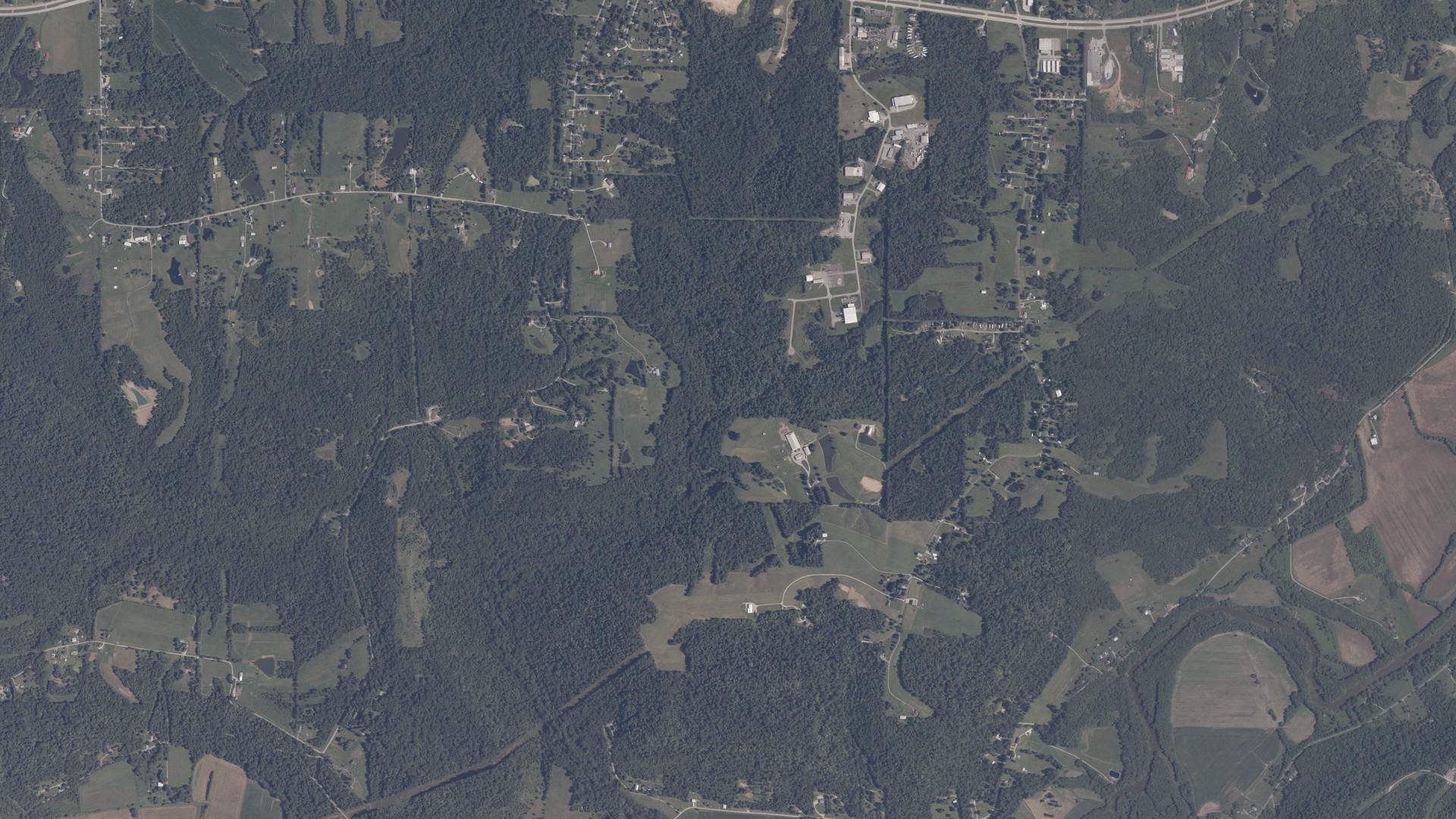 Aerial view of land around Washington, Indiana