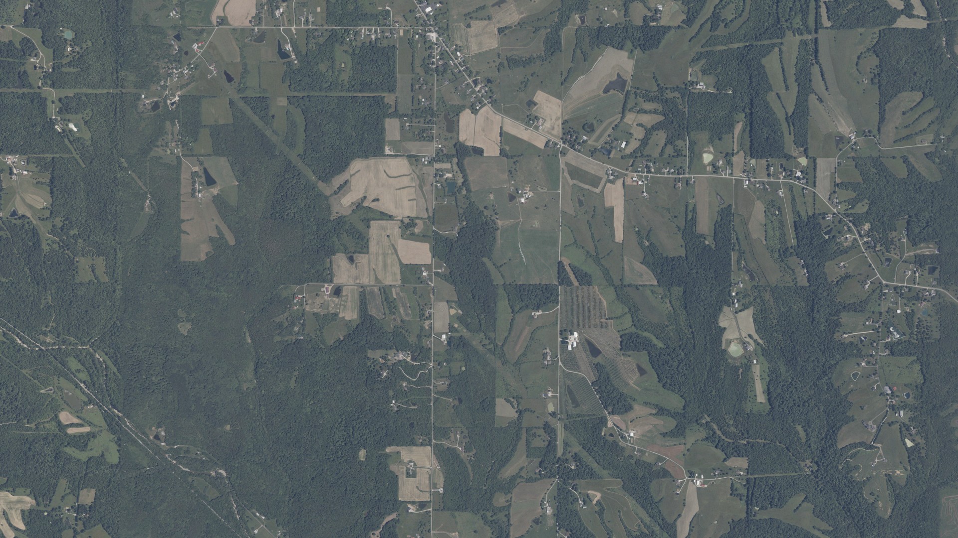 Aerial view of land around York, Indiana