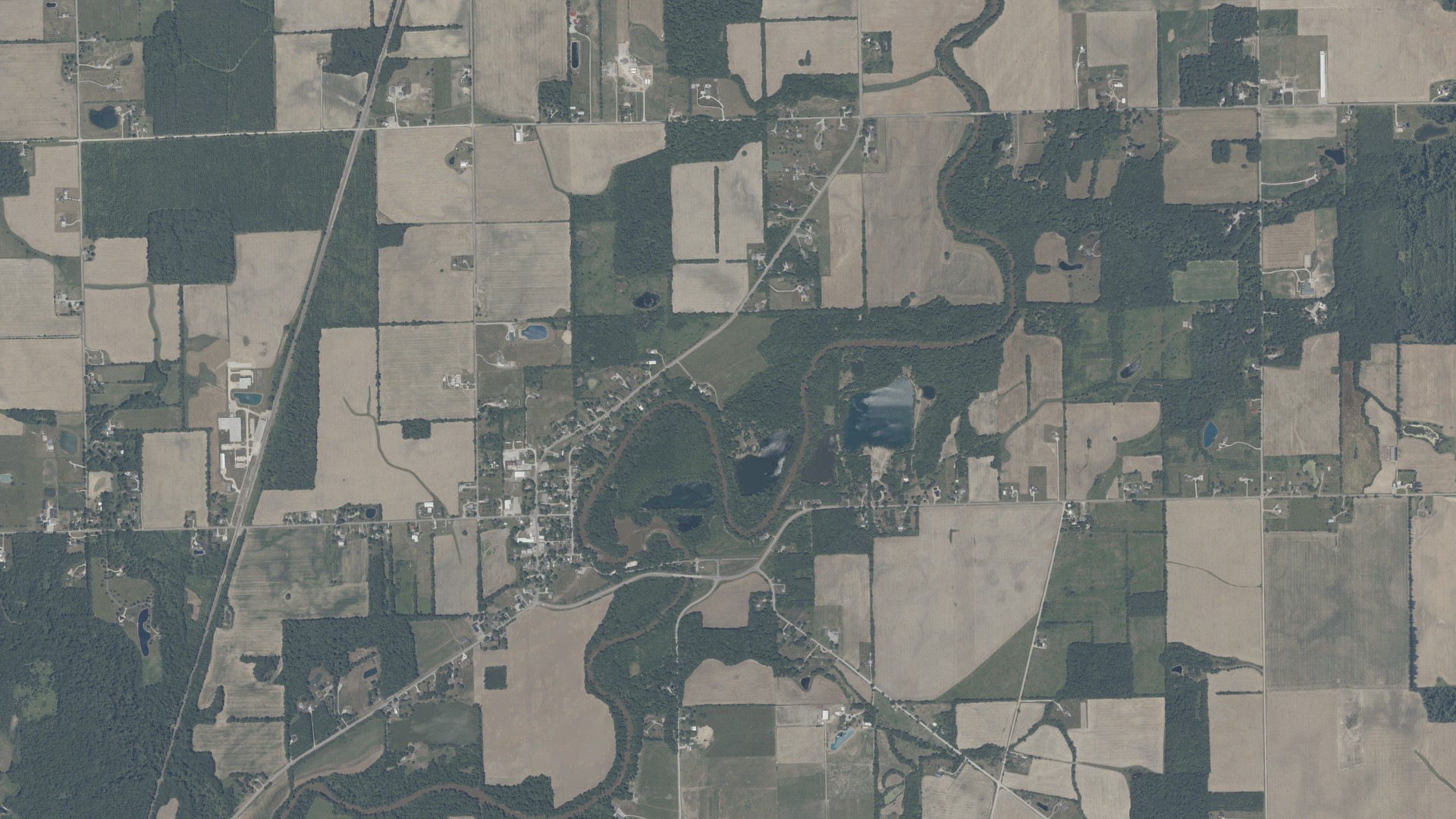 Aerial view of land around Spencer, Indiana