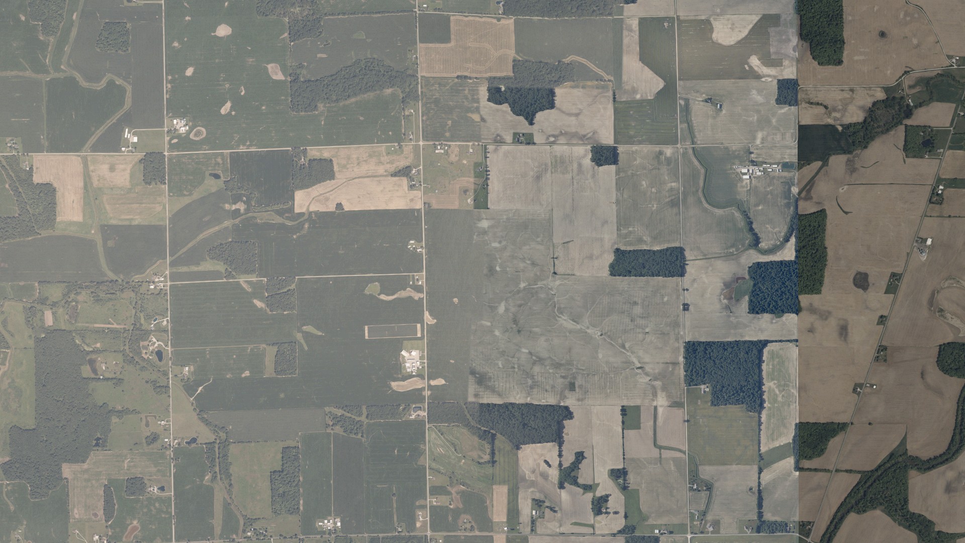 Aerial view of land around Stafford, Indiana