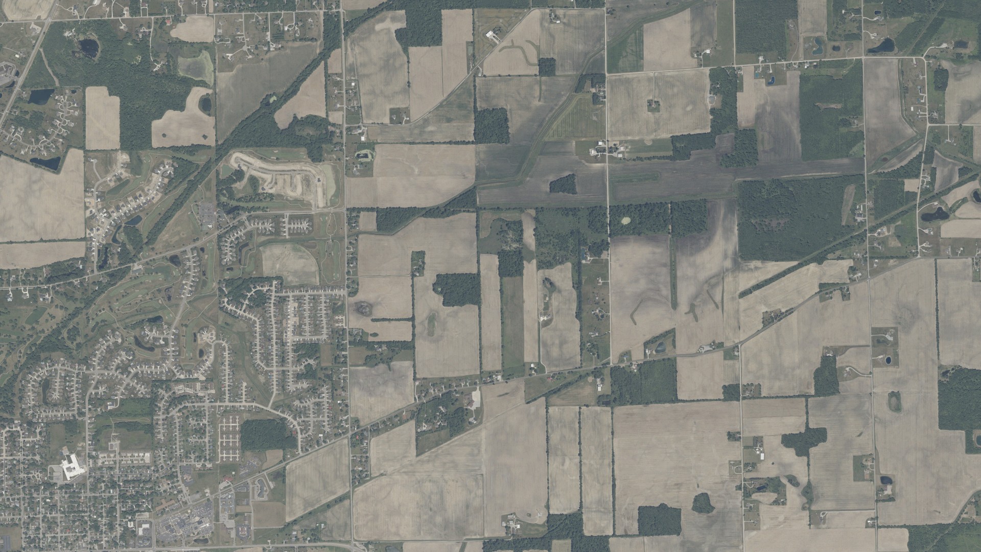 Aerial view of land around Union, Indiana