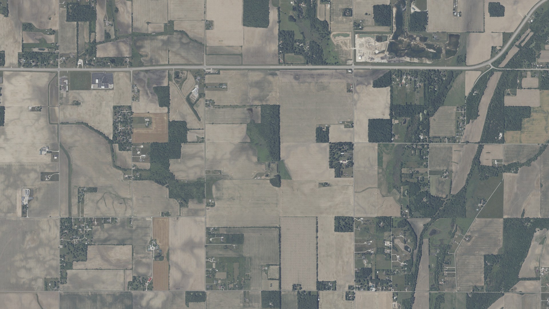 Aerial view of land around Salem, Indiana