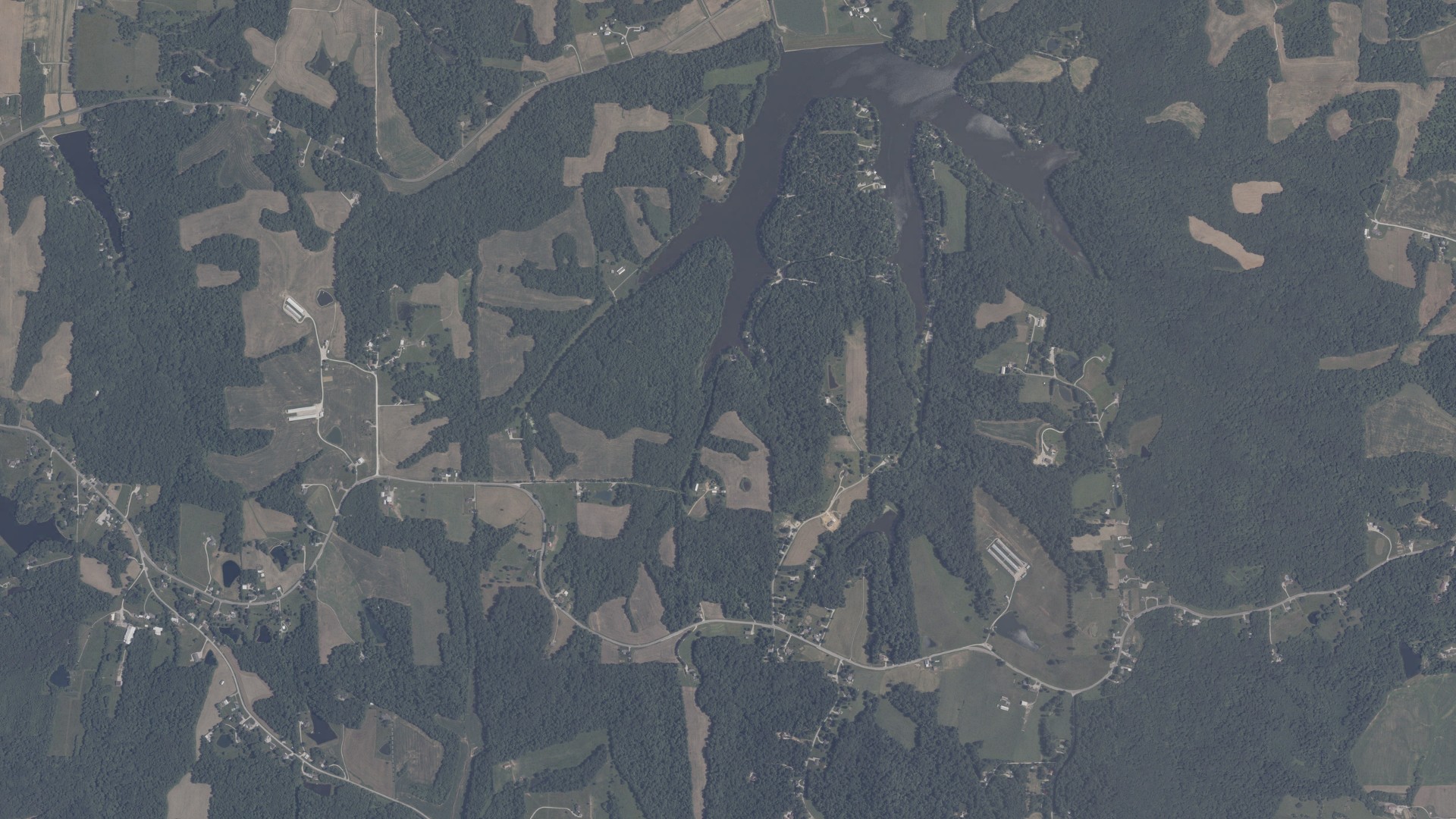Aerial view of land around Marion, Indiana