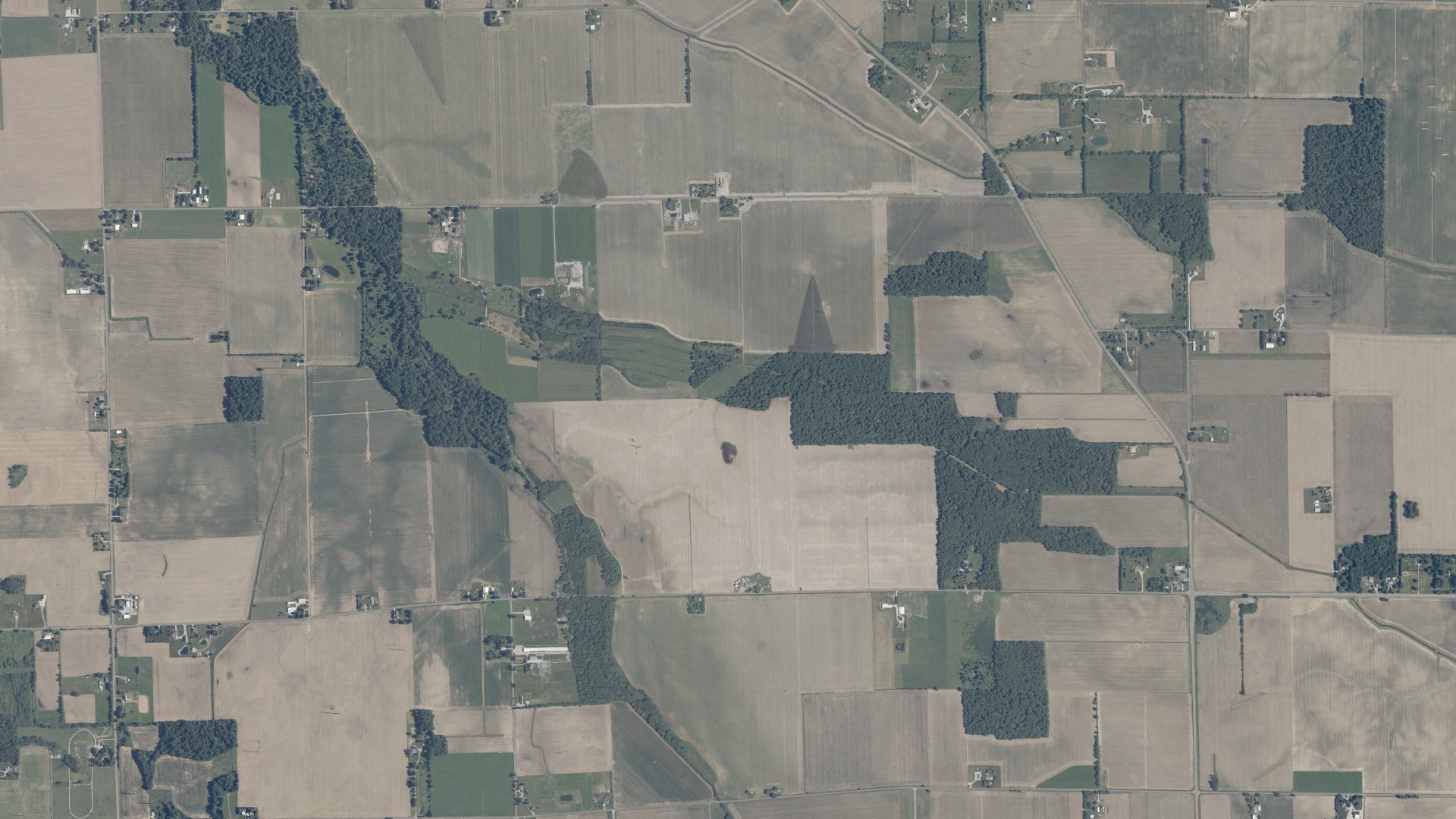 Aerial view of land around Benton, Indiana