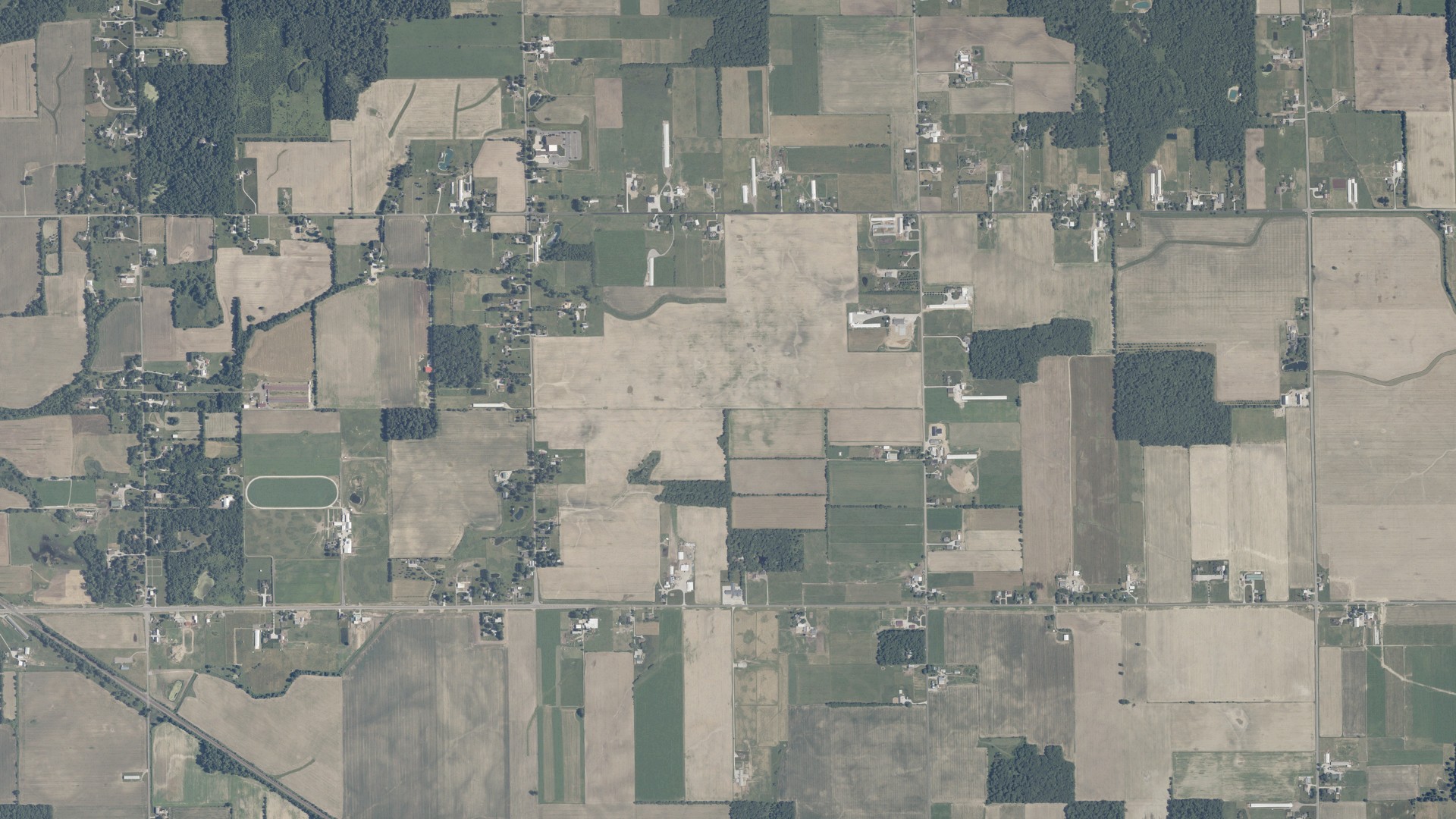 Aerial view of land around Clinton, Indiana