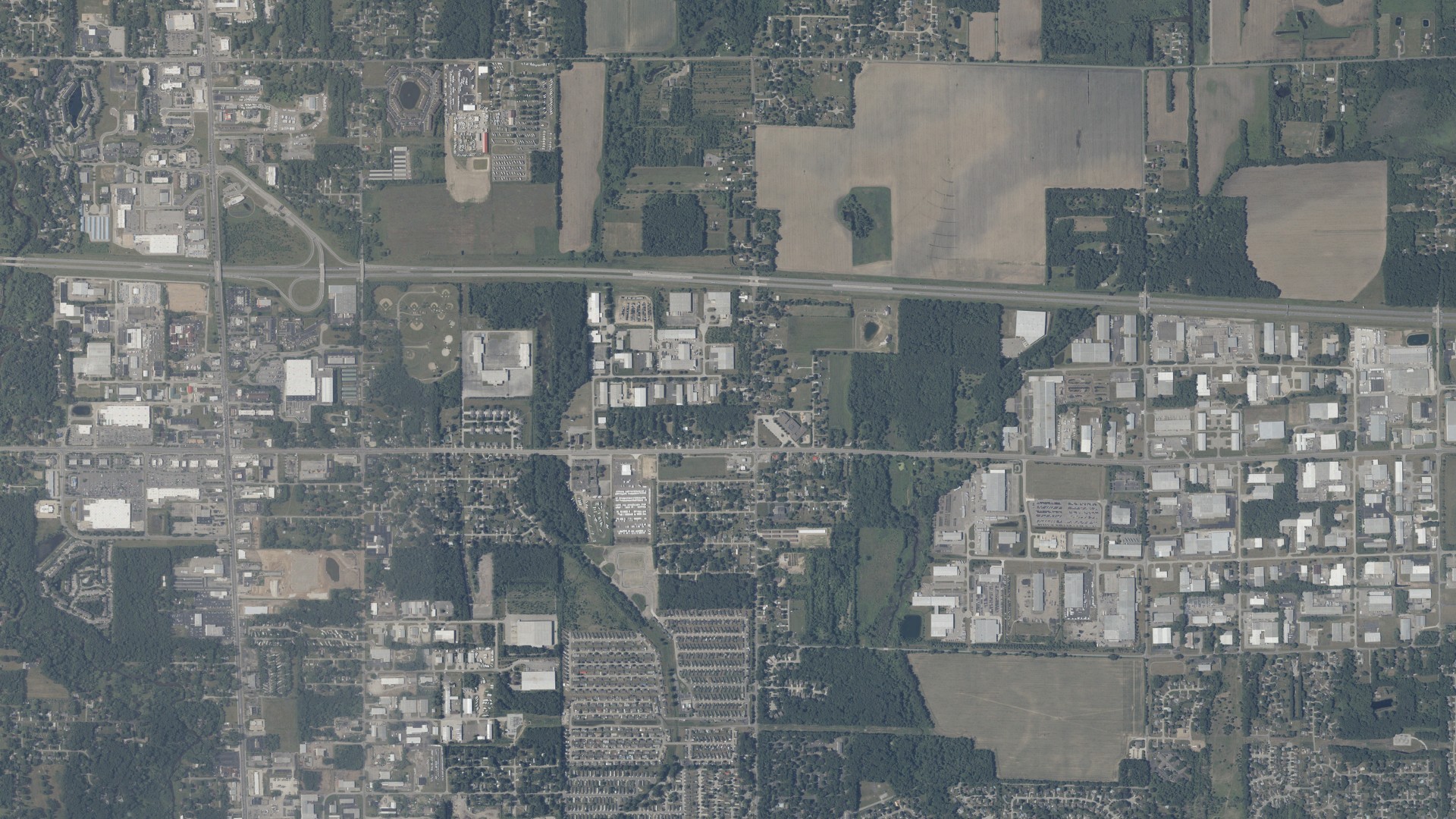 Aerial view of land around Osolo, Indiana