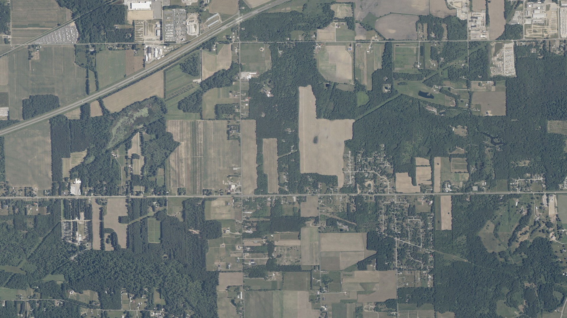 Aerial view of land around York, Indiana