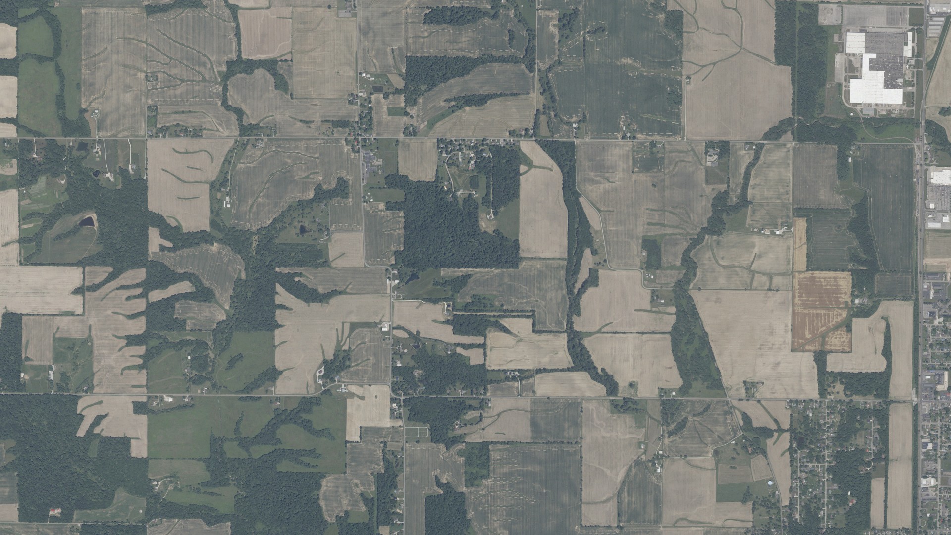 Aerial view of land around Harrison, Indiana