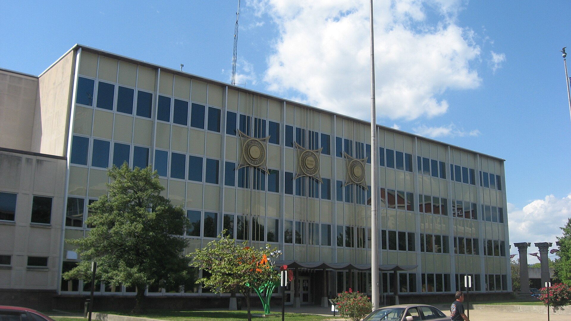 Eastern side of the New Albany/Floyd City-County Building, located at the junction of First and Spring Streets in New Albany, Indiana, United States. — Floyd County, Indiana