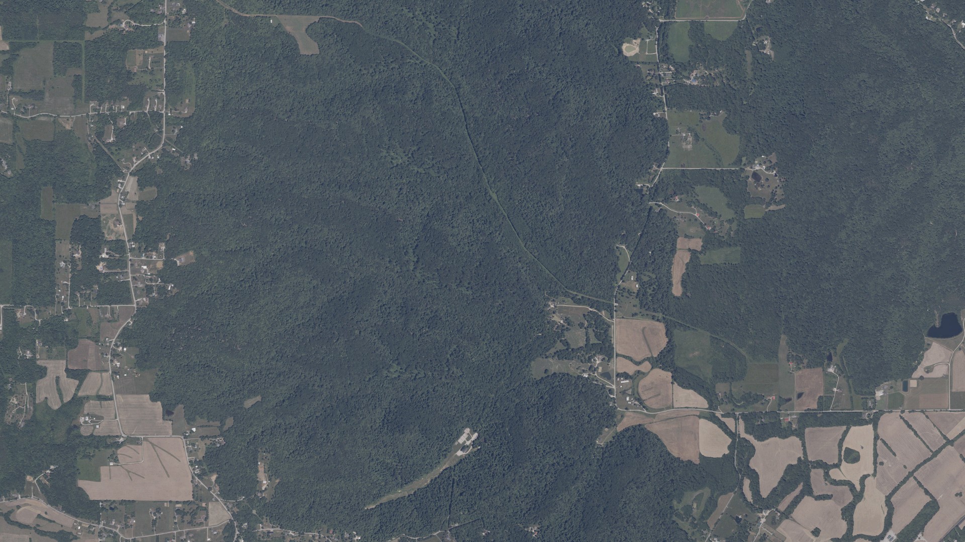 Aerial view of land around Franklin, Indiana