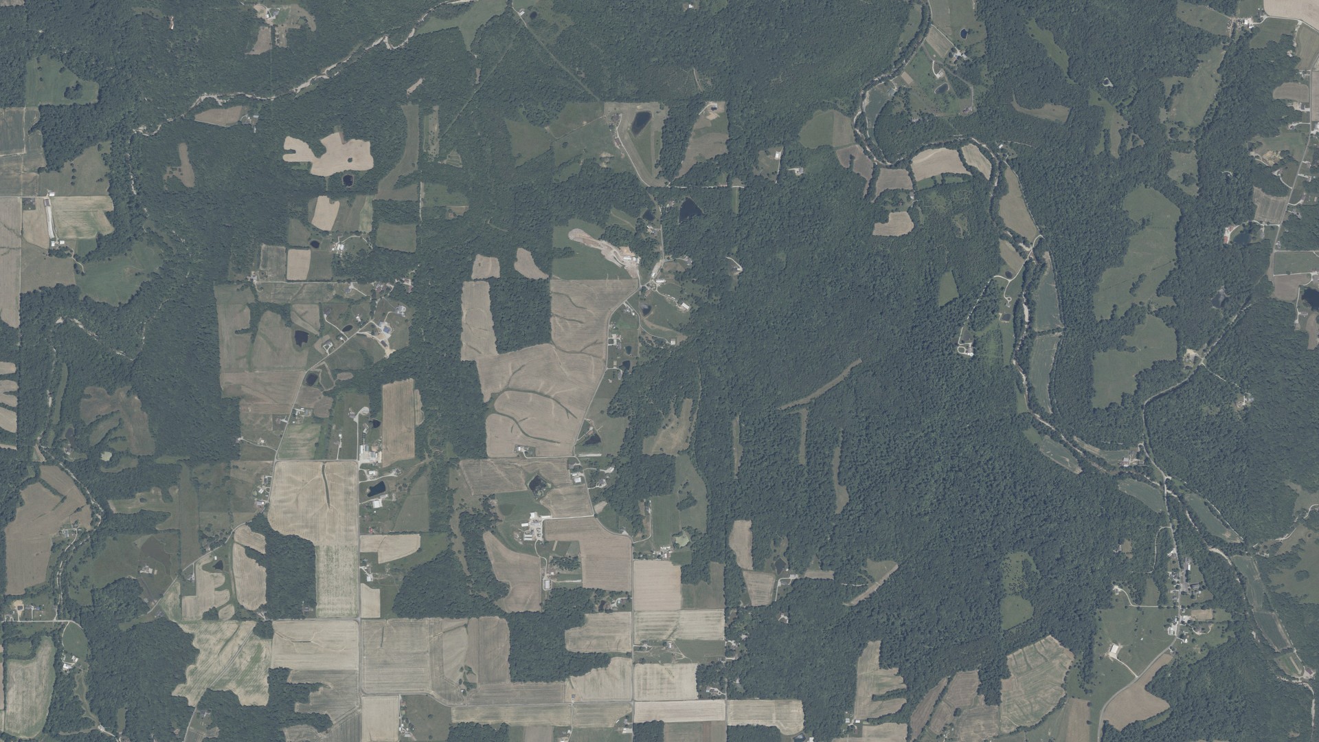 Aerial view of land around Butler, Indiana