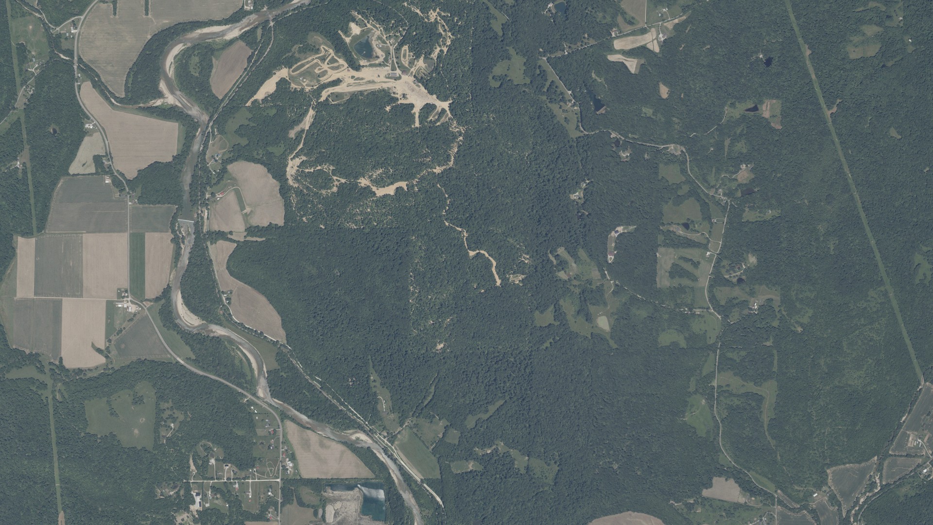 Aerial view of land around Laurel, Indiana