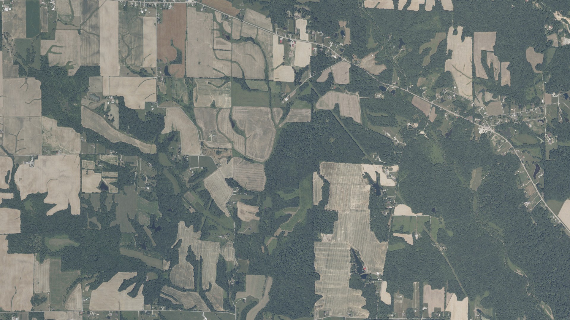 Aerial view of land around Posey, Indiana