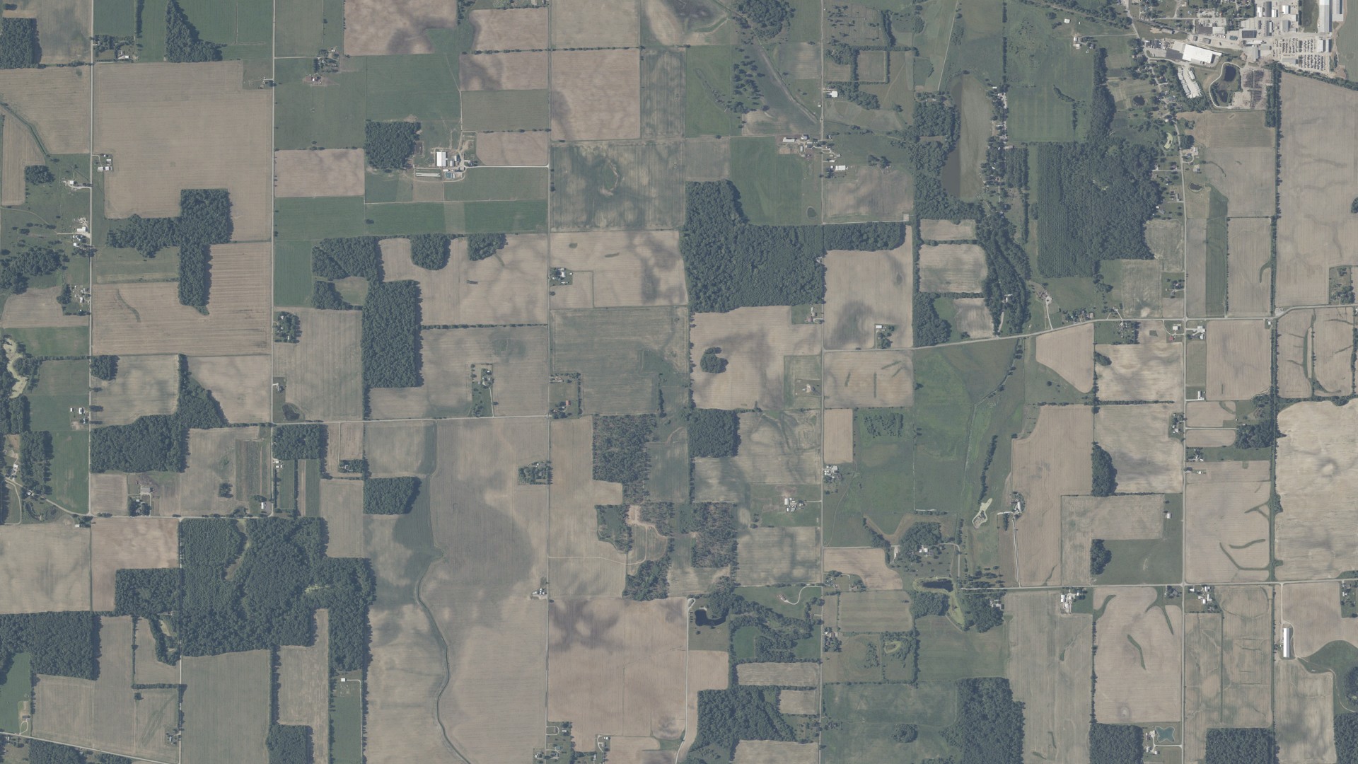Aerial view of land around Henry, Indiana
