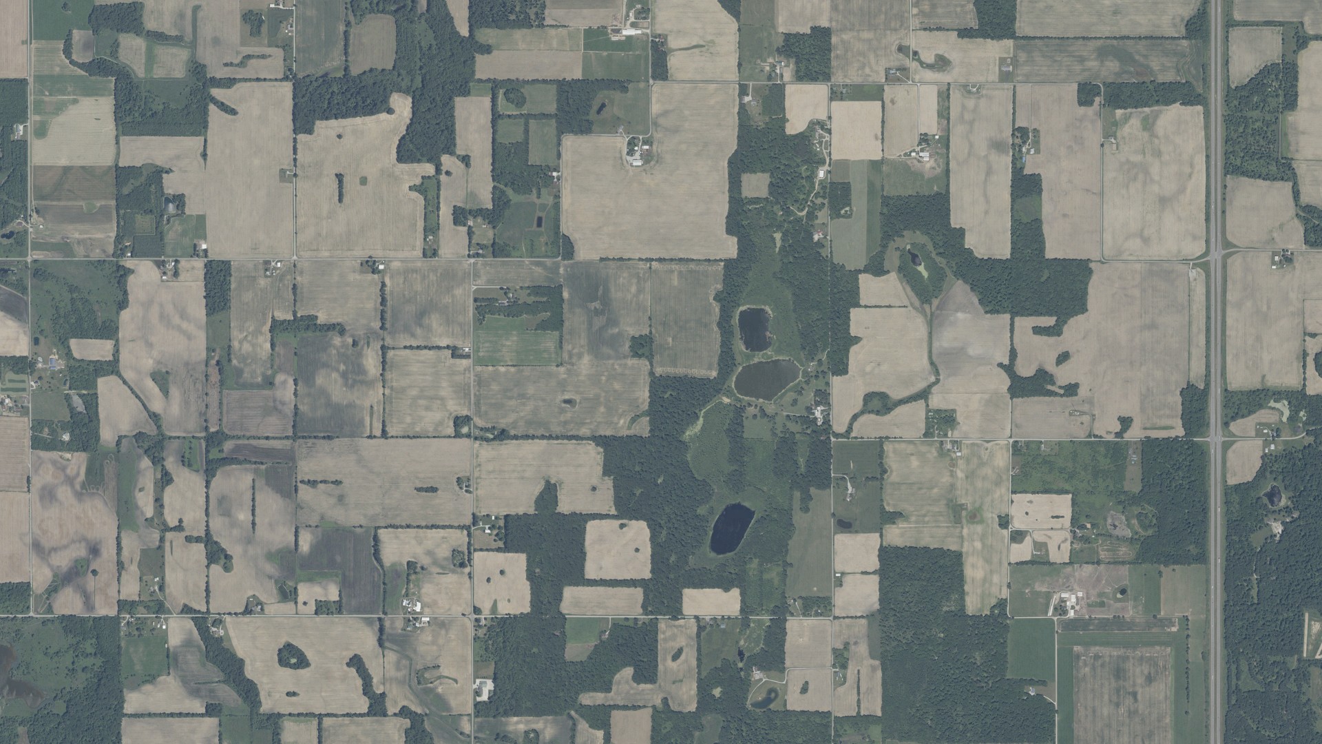 Aerial view of land around Richland, Indiana