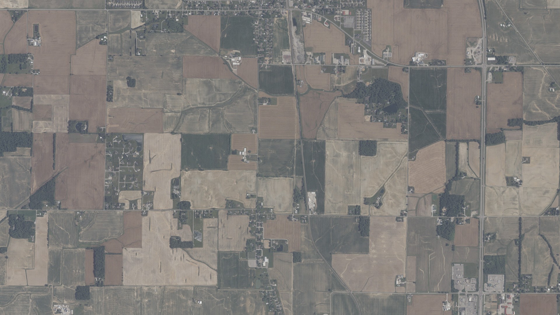 Aerial view of land around Johnson, Indiana