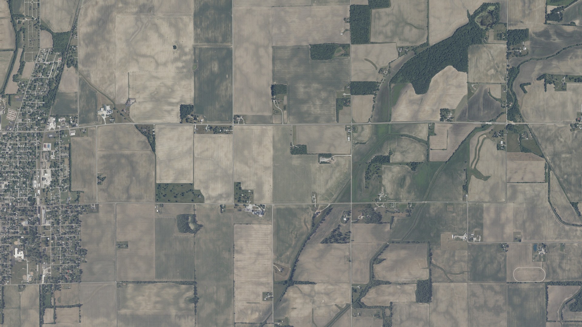 Aerial view of land around Fairmount, Indiana