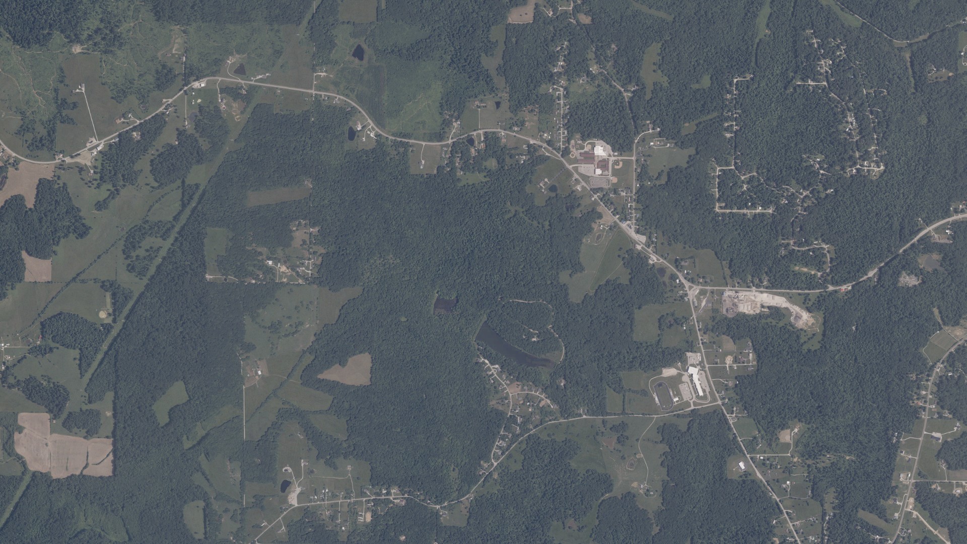 Aerial view of land around Center, Indiana