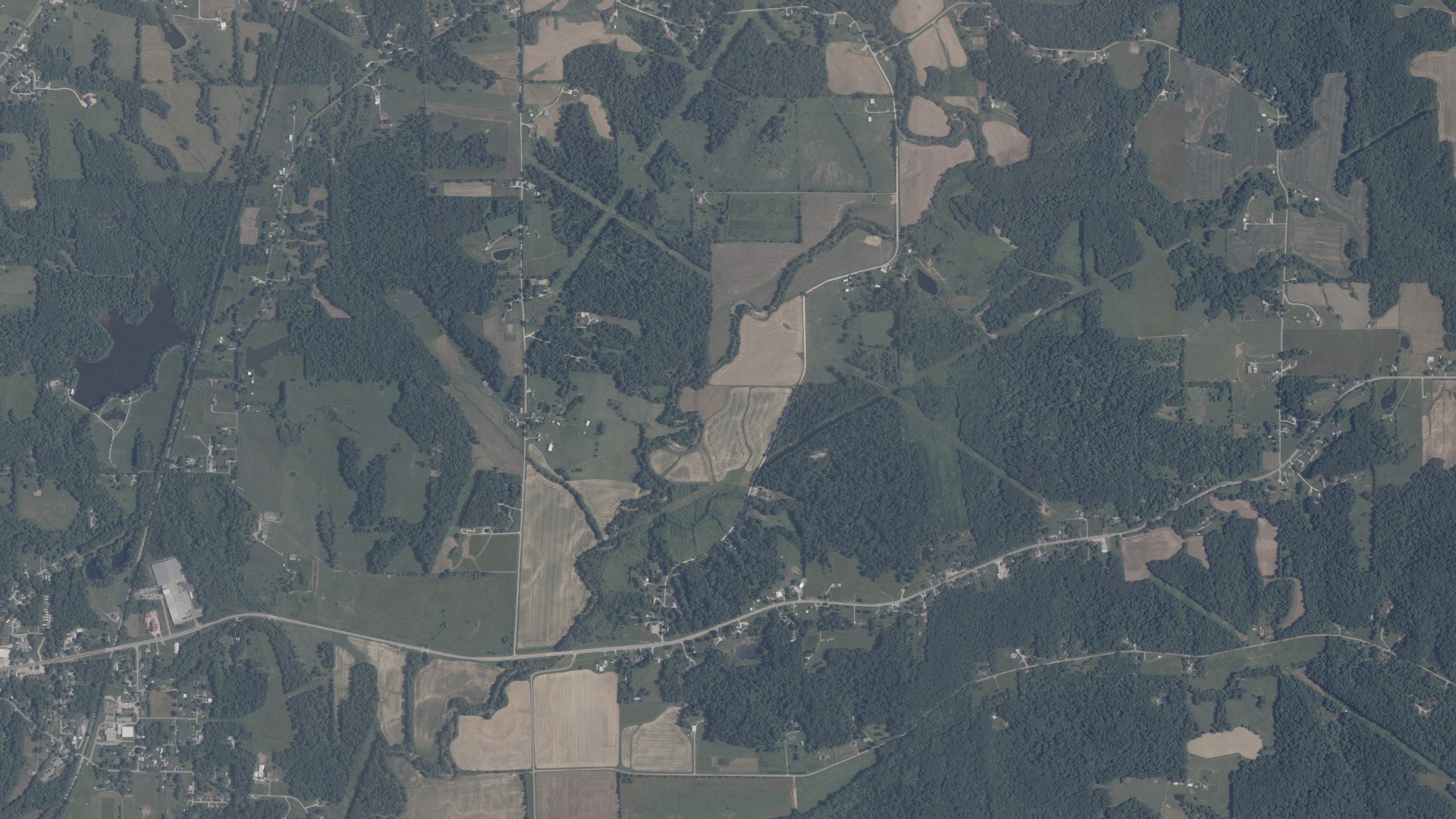 Aerial view of land around Richland, Indiana