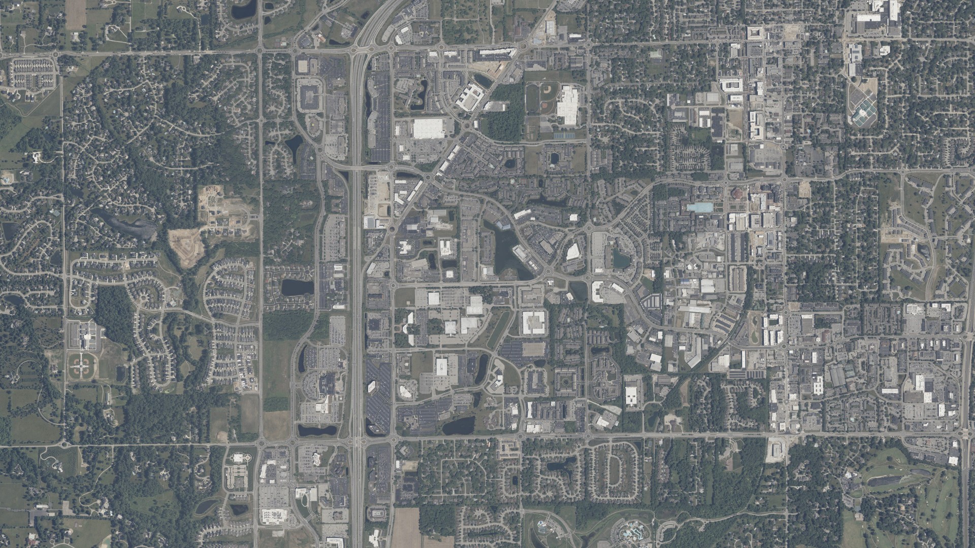 Aerial view of land around Clay, Indiana