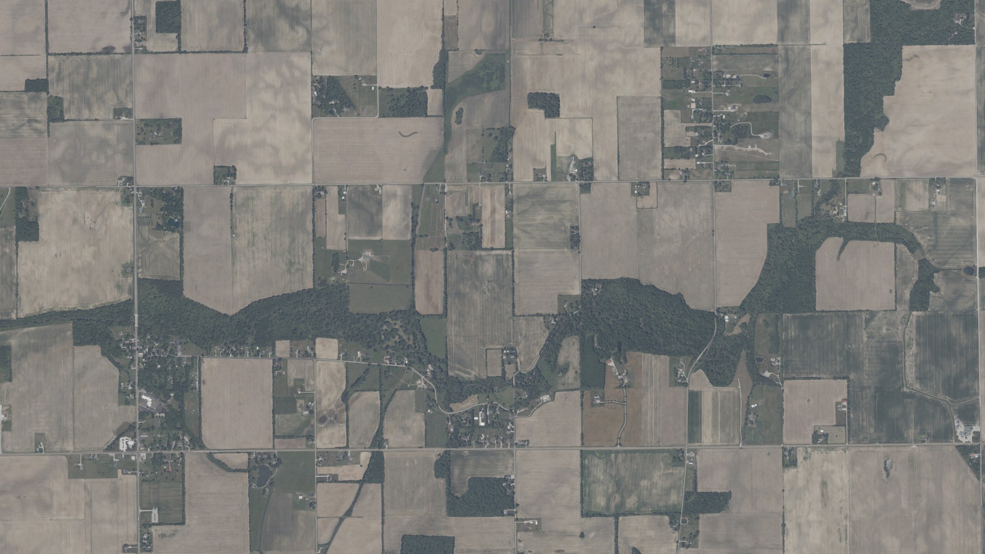 Aerial view of land around Green, Indiana