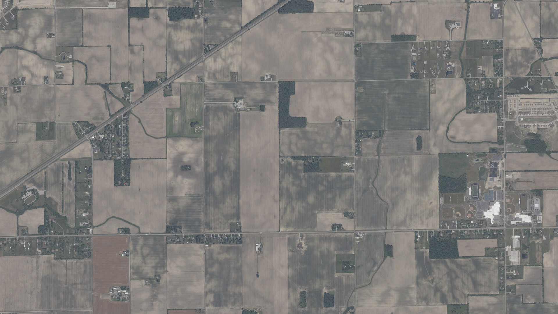 Aerial view of land around Vernon, Indiana