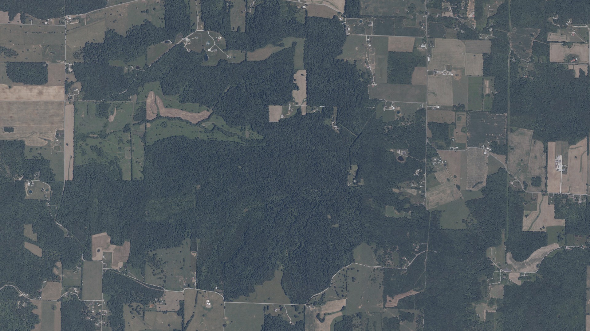 Aerial view of land around Blue River, Indiana