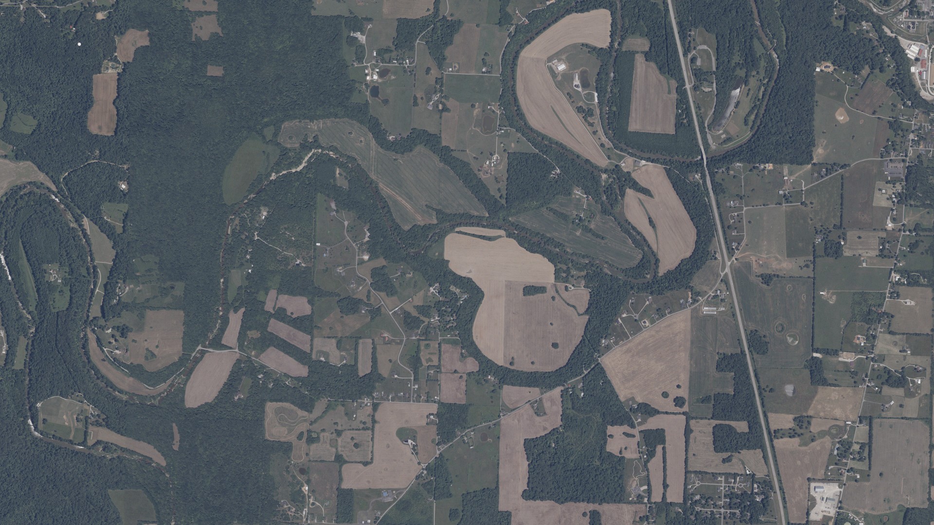 Aerial view of land around Harrison, Indiana