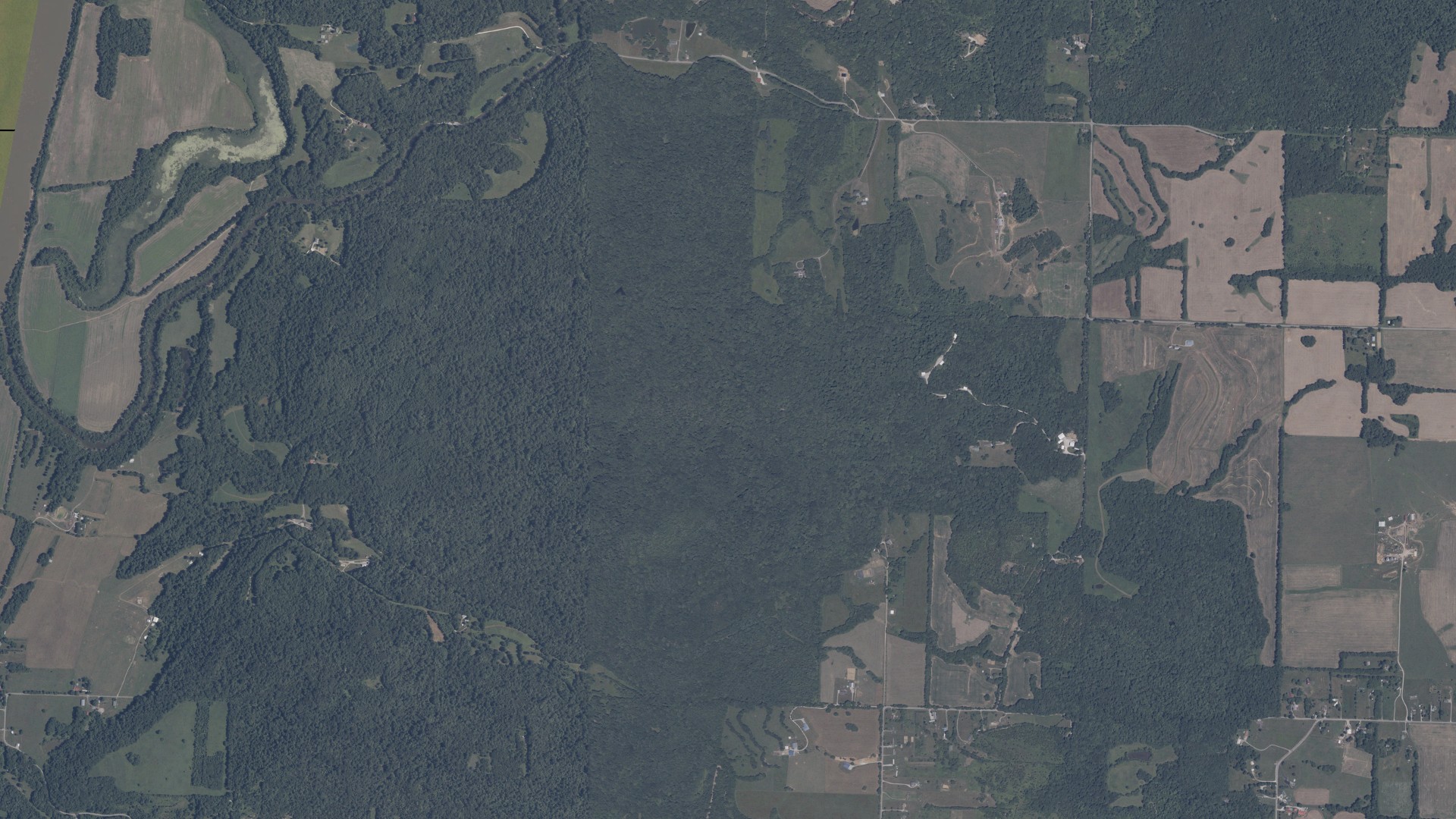 Aerial view of land around Washington, Indiana