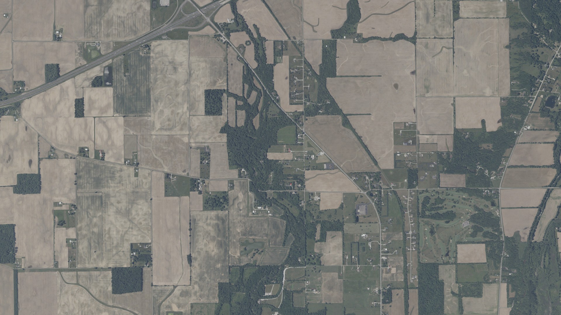 Aerial view of land around Wayne, Indiana