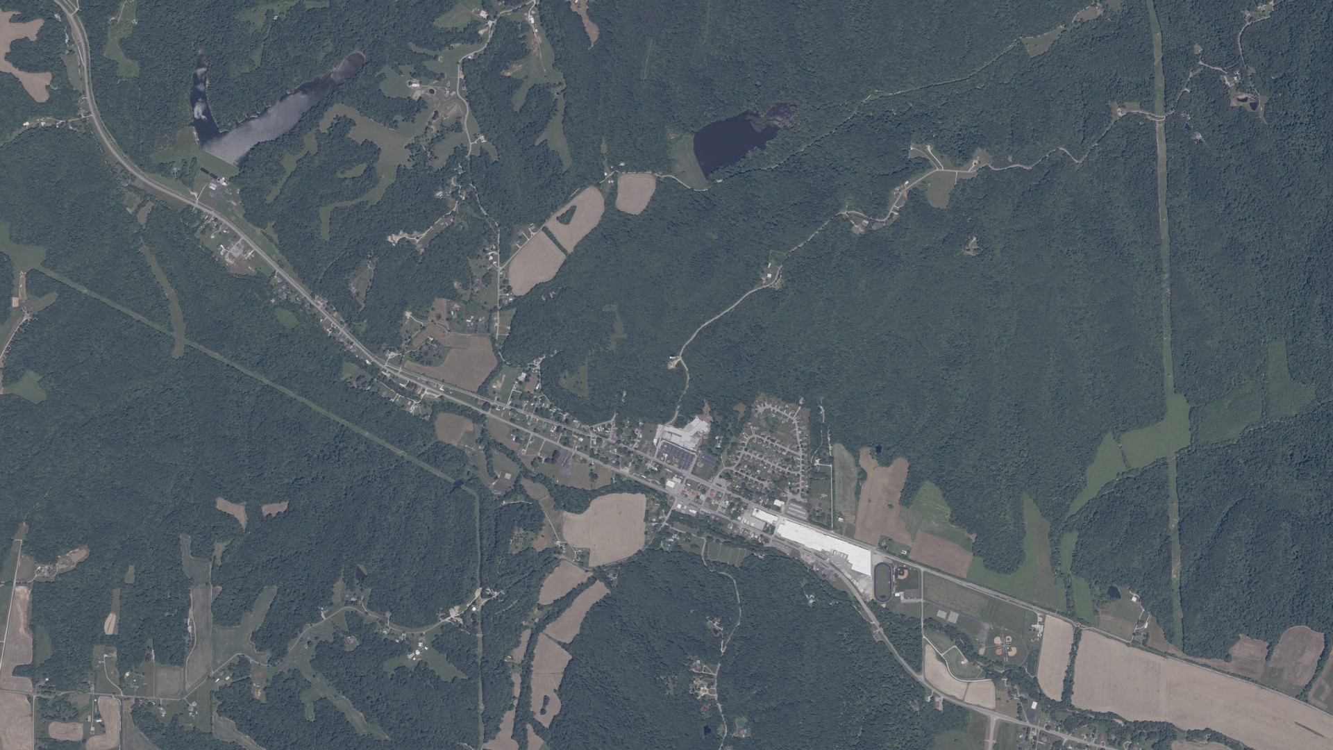 Natural-color aerial photograph of land around Borden, Indiana