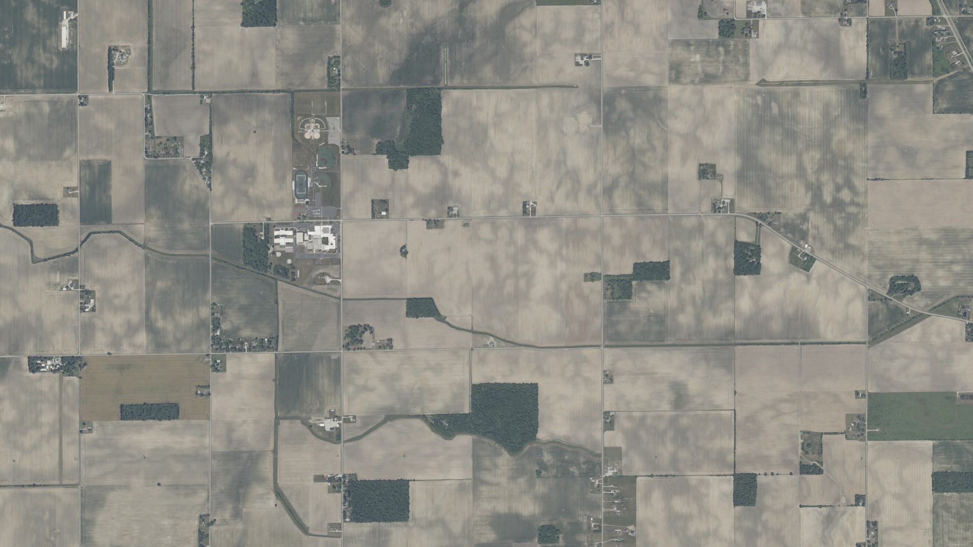 Aerial view of land around Clay, Indiana