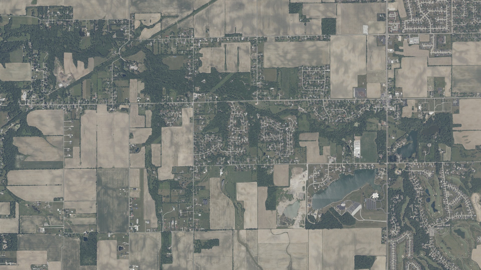 Aerial view of land around Harrison, Indiana