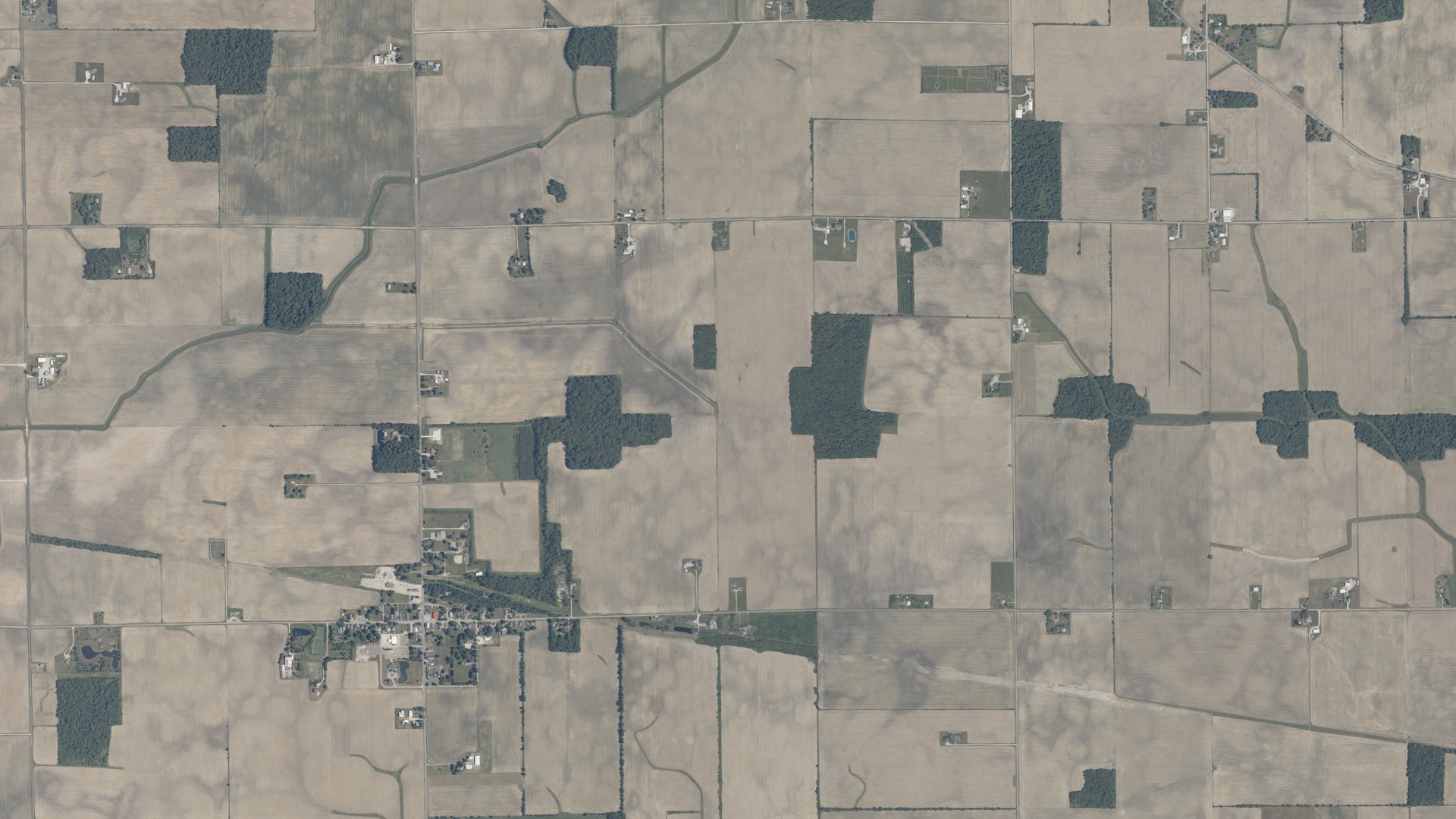 Aerial view of land around Warren, Indiana