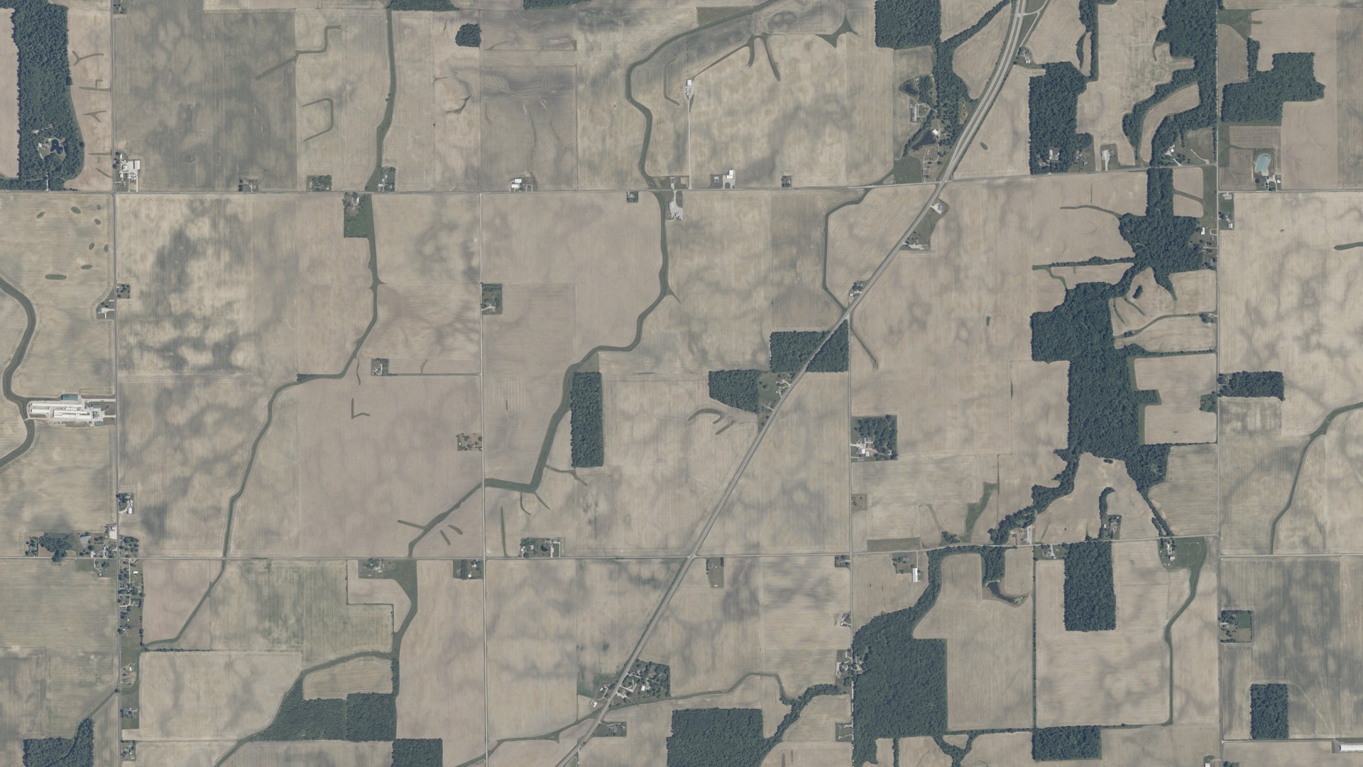 Aerial view of land around Wayne, Indiana