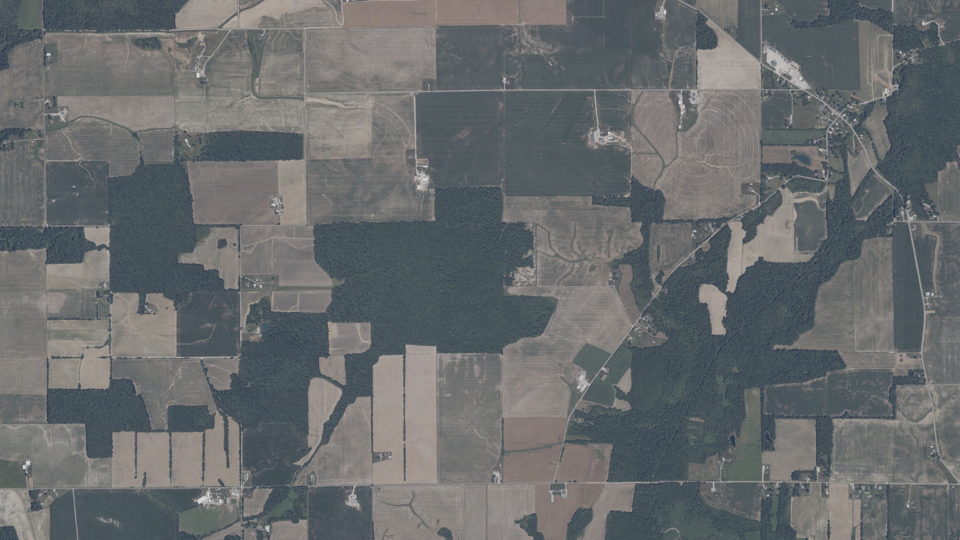 Aerial view of land around Grassy Fork, Indiana