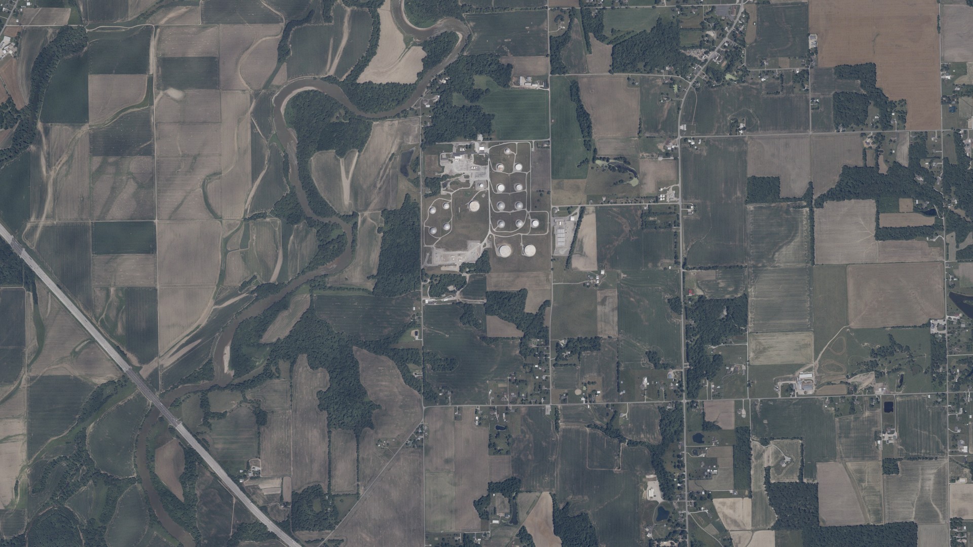Aerial view of land around Redding, Indiana