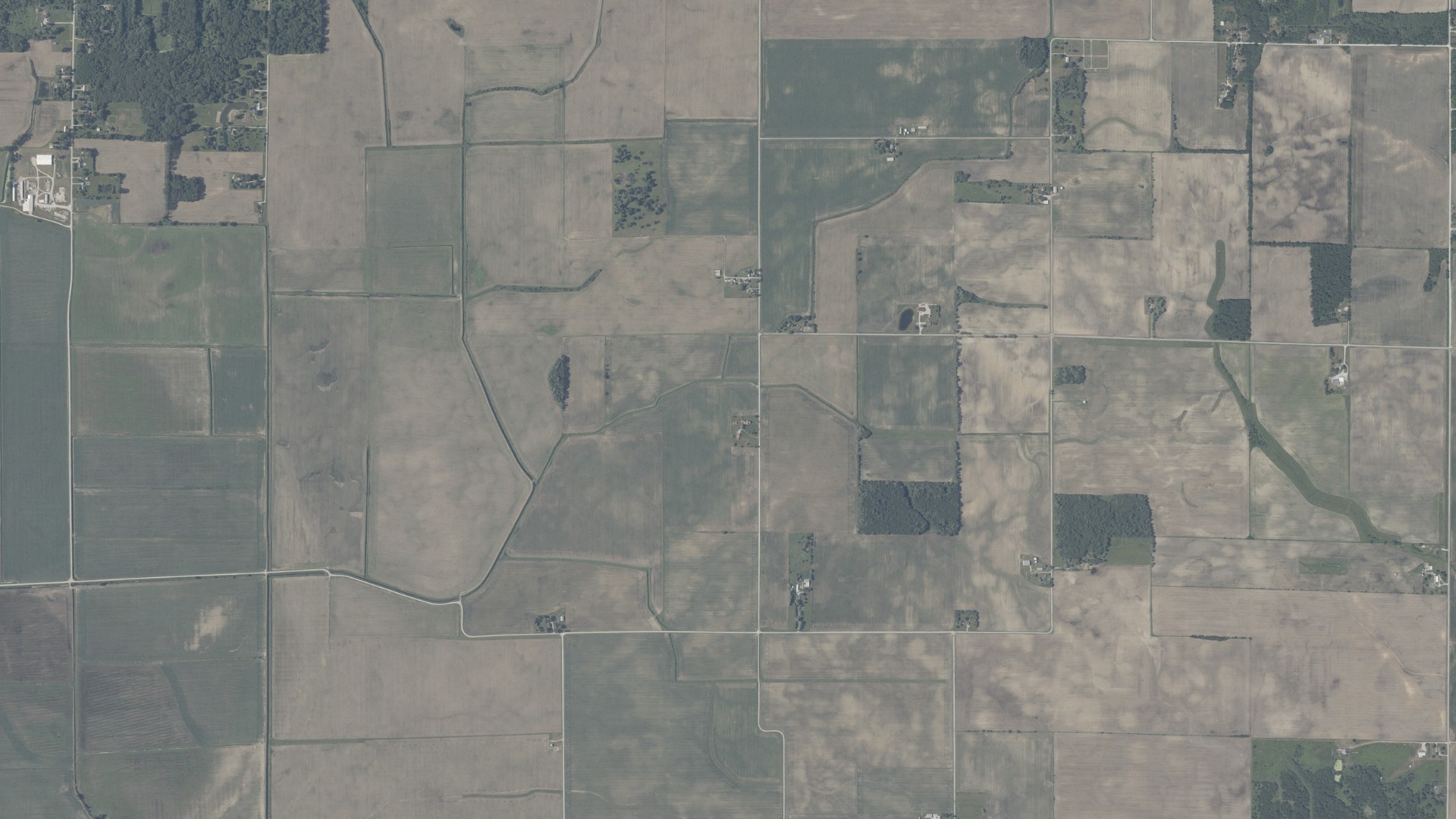 Aerial view of land around Gillam, Indiana