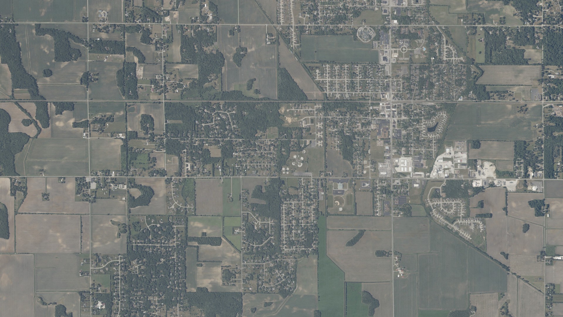 Aerial view of land around Keener, Indiana