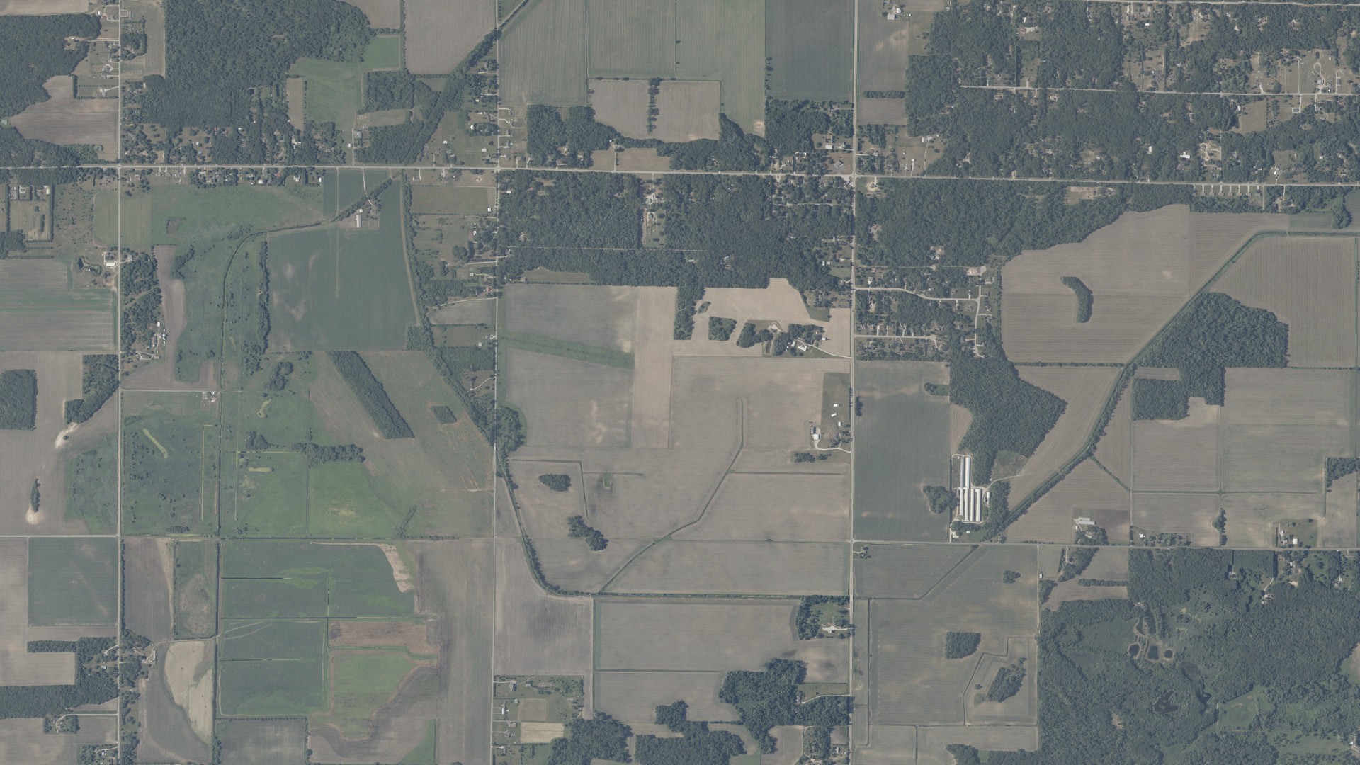 Aerial view of land around Walker, Indiana