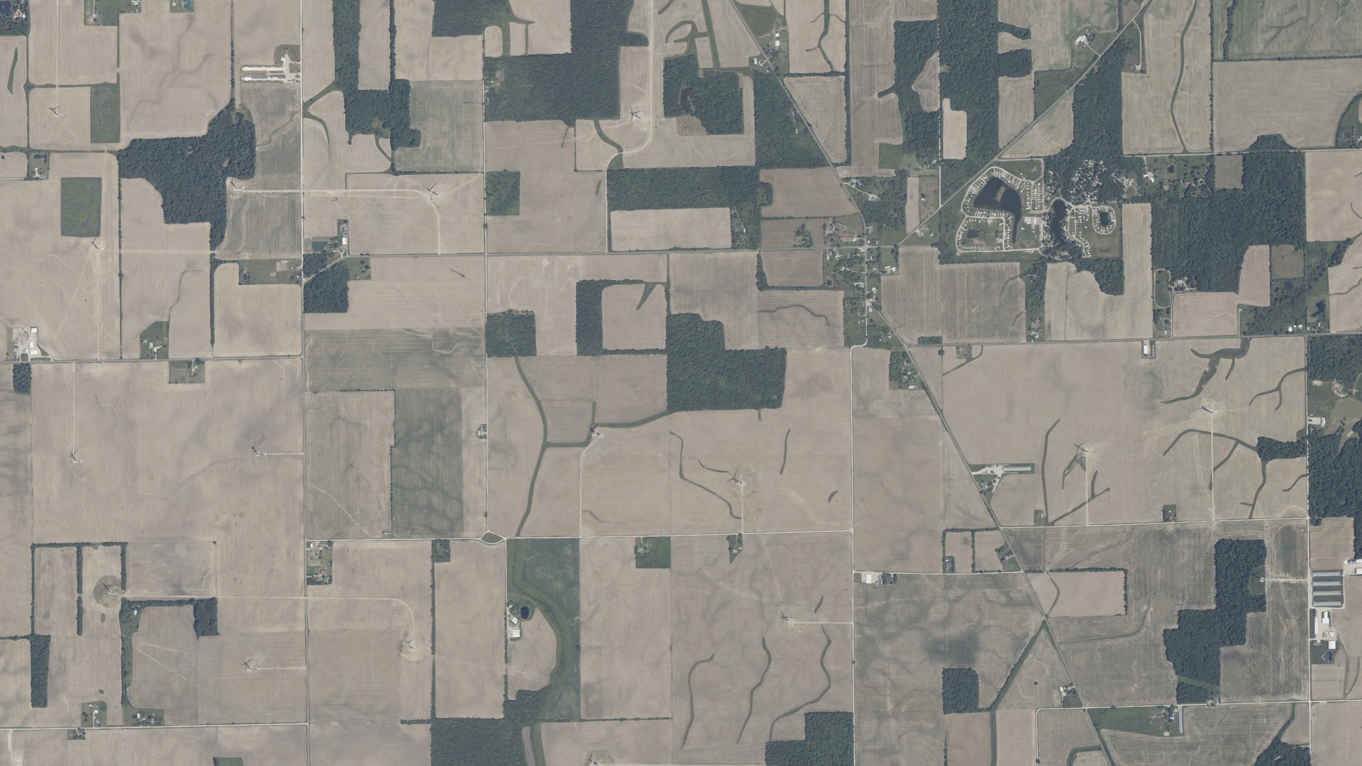 Aerial view of land around Jefferson, Indiana