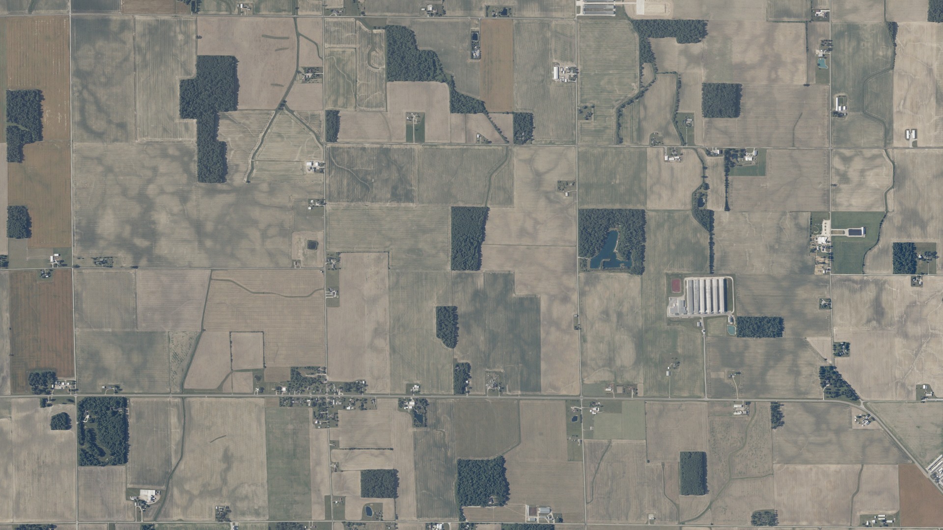 Aerial view of land around Noble, Indiana