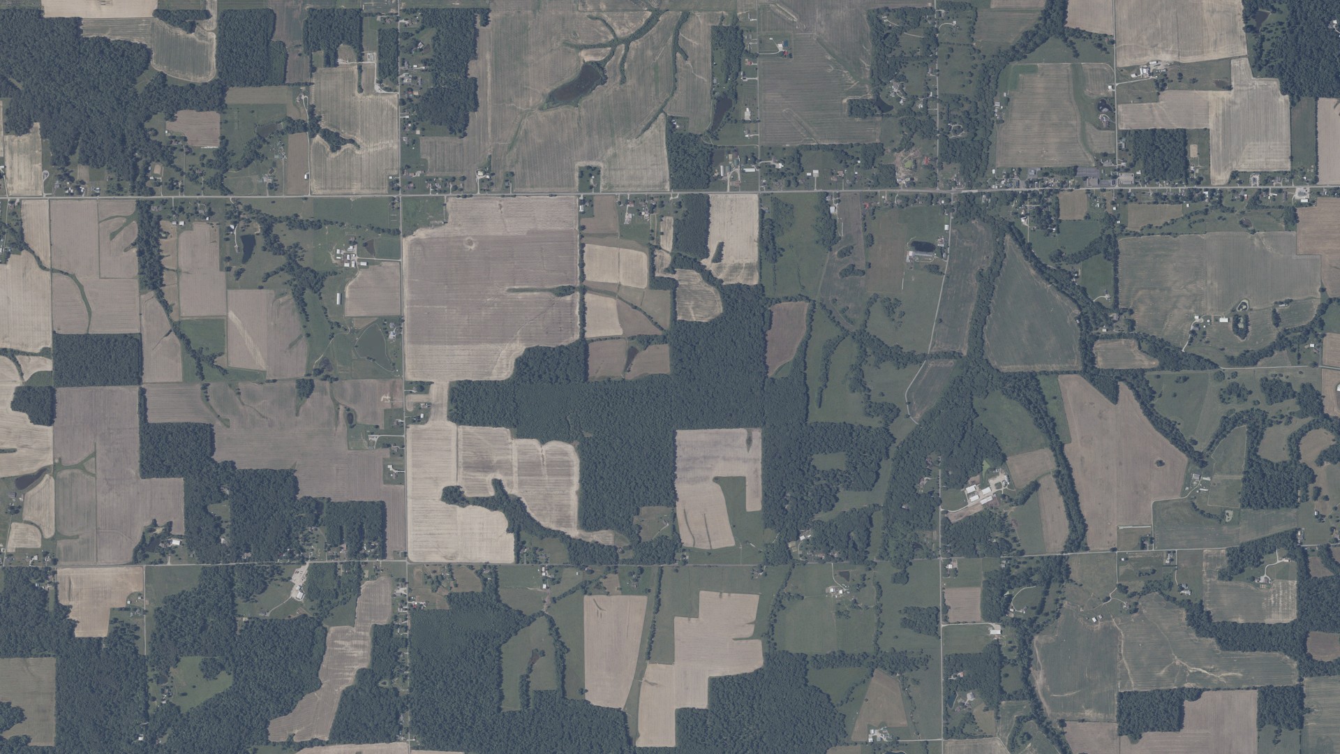 Aerial view of land around Republican, Indiana